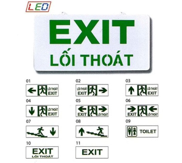 Đèn exit KENTOM 1 mặt lắp âm tường