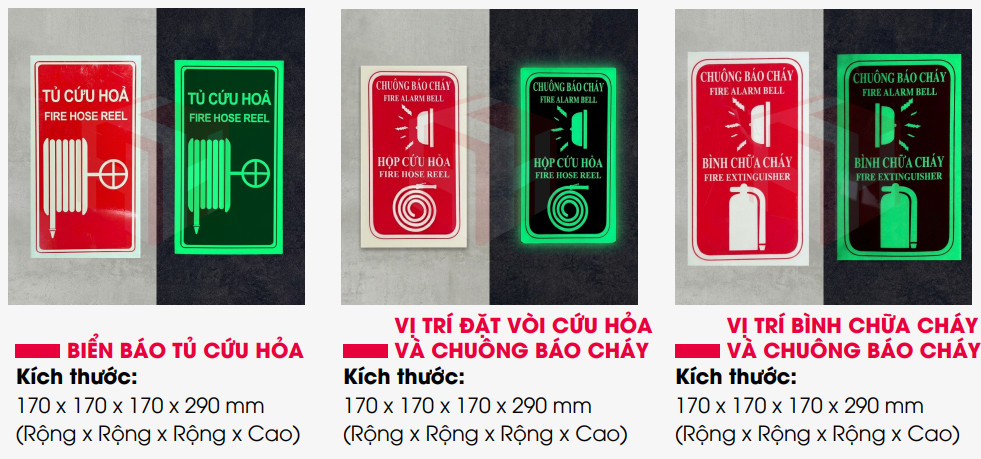 Biển tam giác dạ quang chỉ dẫn vị trí thiết bị PCCC